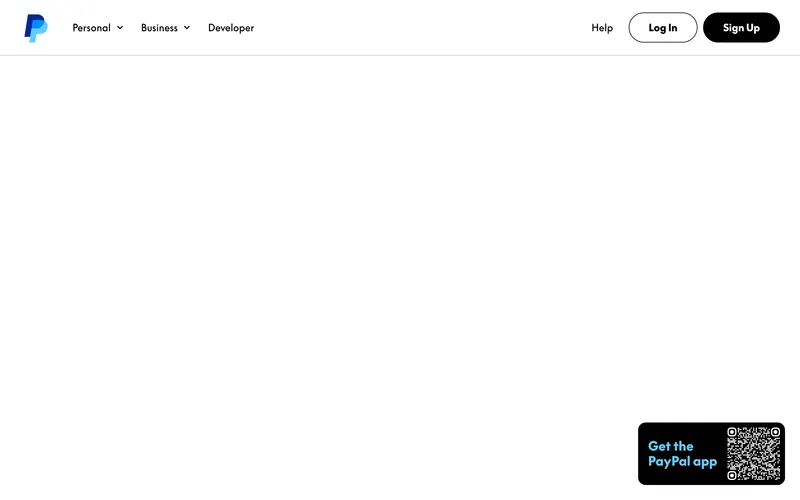 Screenshot of the PayPal homepage