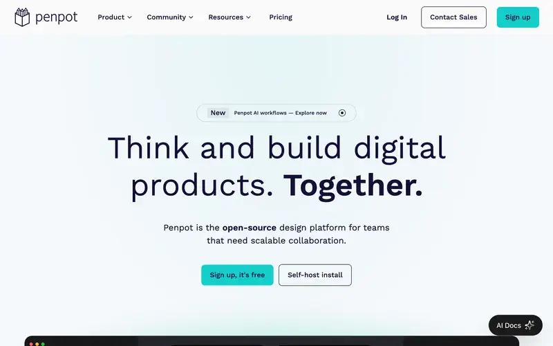 Screenshot of the Penpot homepage
