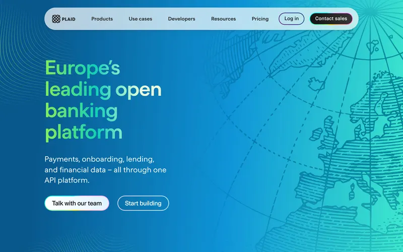 Screenshot of the Plaid homepage