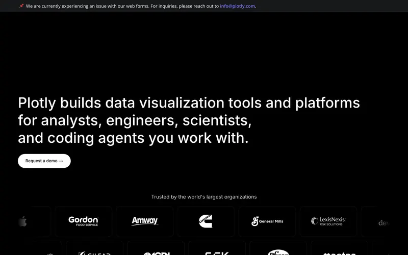 Screenshot of the Plotly homepage