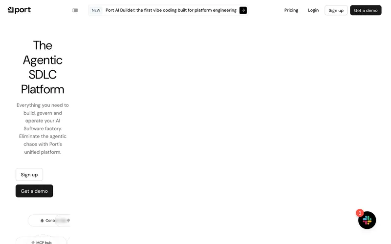 Screenshot of the Port homepage