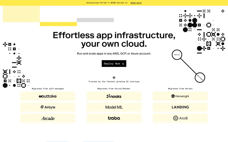 Screenshot of the Porter homepage