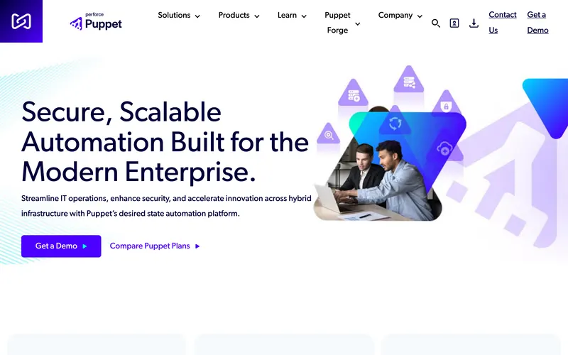 Screenshot of the Puppet homepage