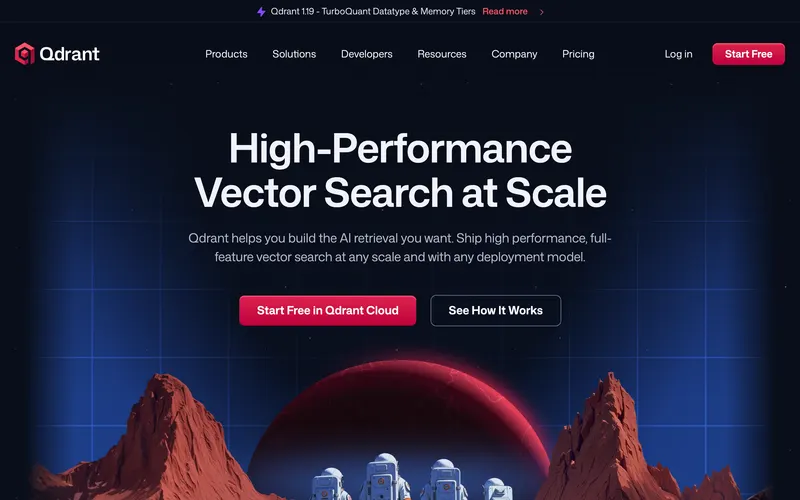 Screenshot of the Qdrant homepage