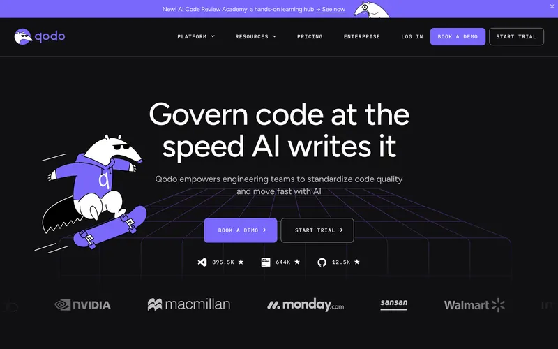 Screenshot of the Qodo homepage