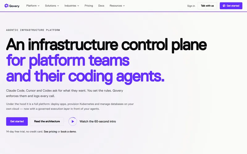 Screenshot of the Qovery homepage