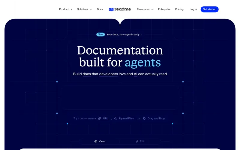 Screenshot of the ReadMe homepage