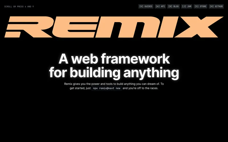 Screenshot of the Remix homepage