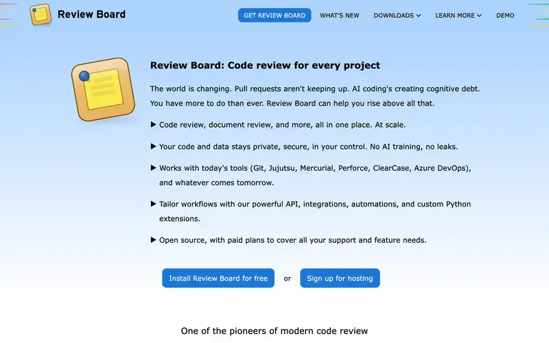 Screenshot of the Review Board homepage