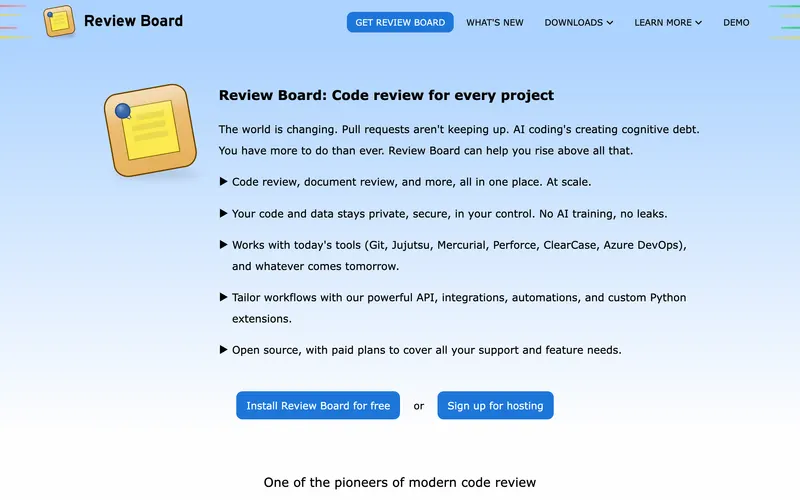 Screenshot of the Review Board homepage
