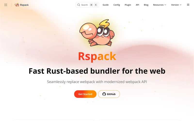 Screenshot of the Rspack homepage