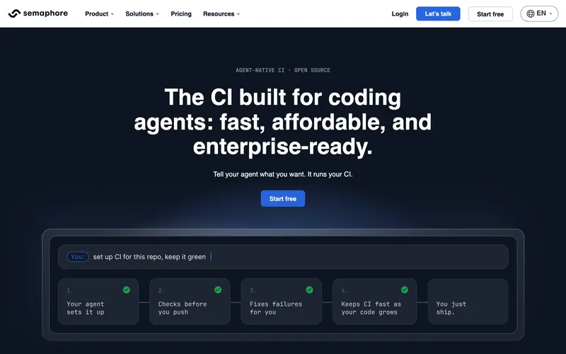Screenshot of the Semaphore homepage