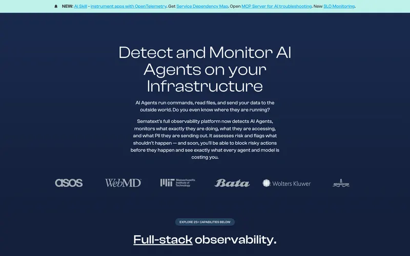 Screenshot of the Sematext homepage