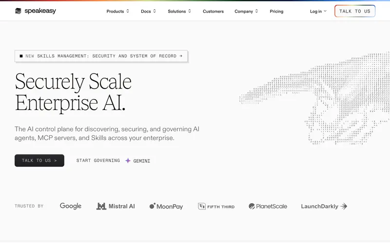 Screenshot of the Speakeasy homepage