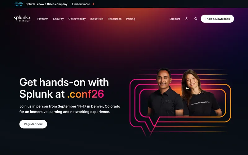Screenshot of the Splunk homepage