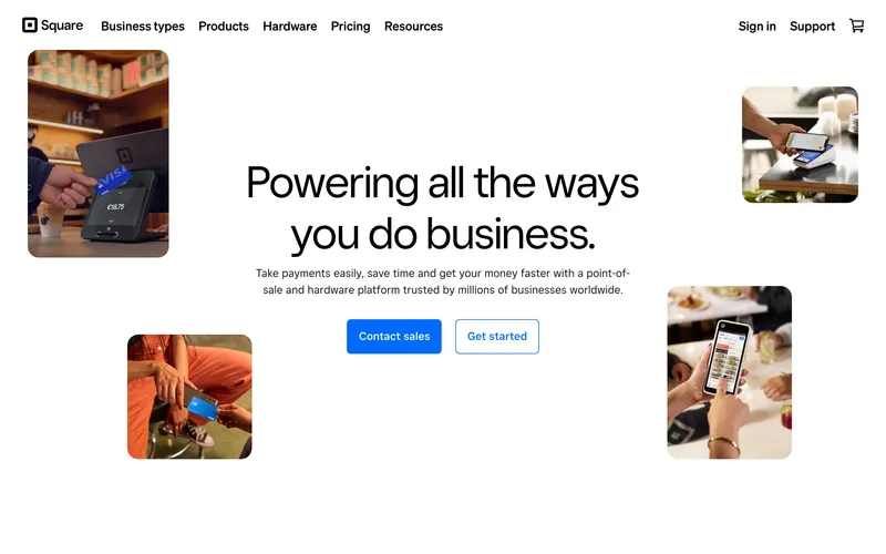 Screenshot of the Square homepage
