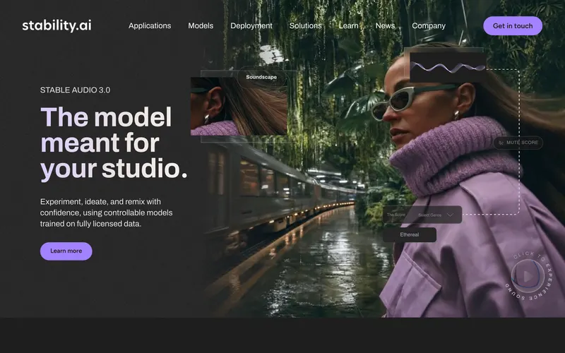 Screenshot of the Stability AI homepage