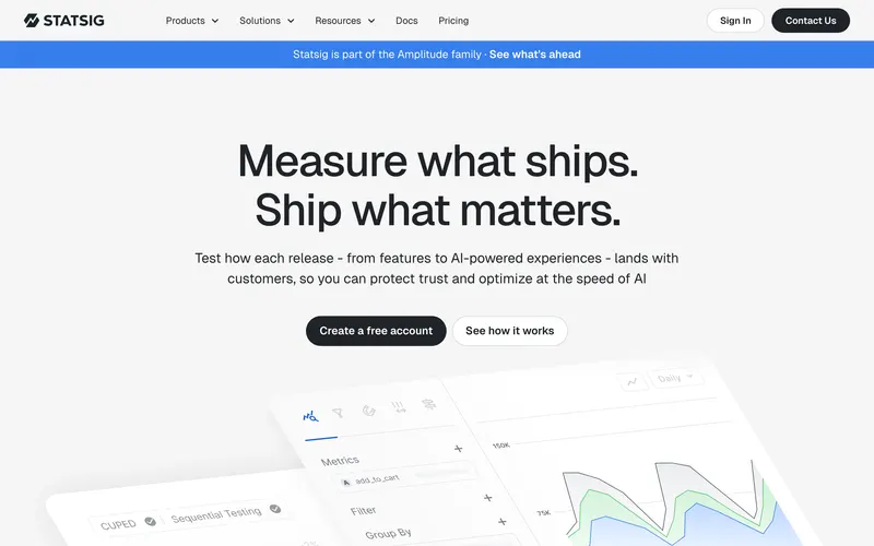 Screenshot of the Statsig homepage