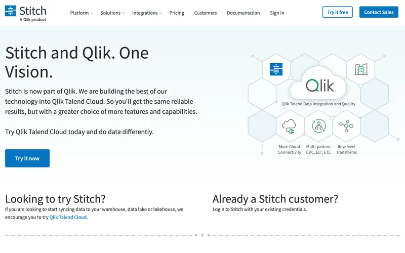 Screenshot of the Stitch homepage