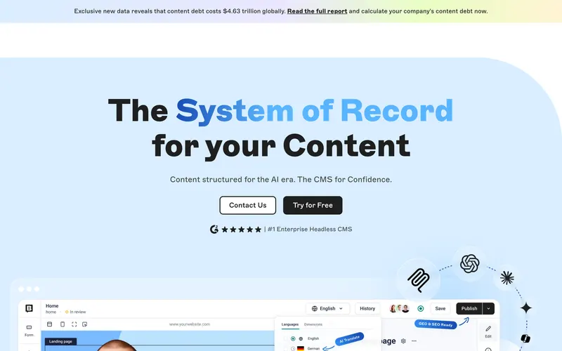 Screenshot of the Storyblok homepage