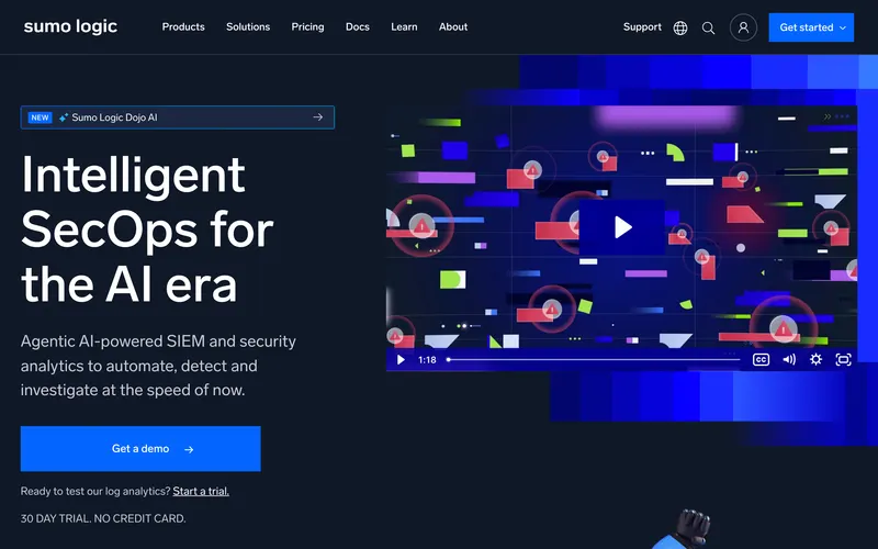 Screenshot of the Sumo Logic homepage