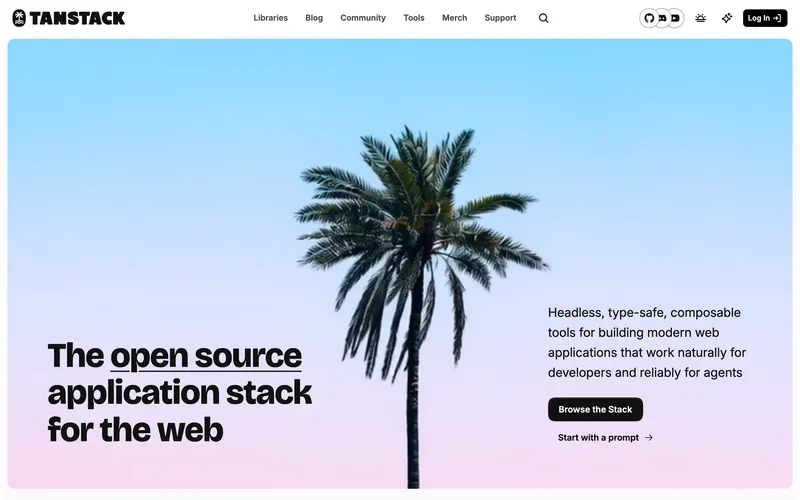 Screenshot of the TanStack homepage