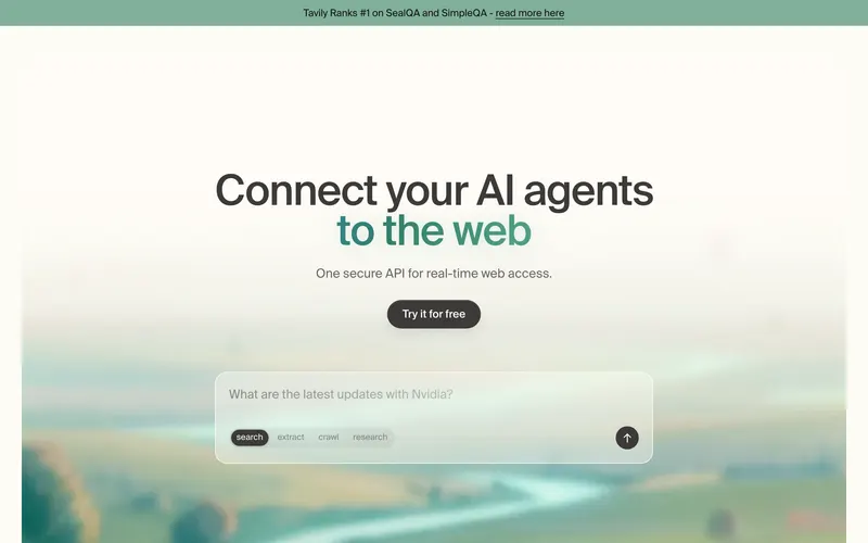 Screenshot of the Tavily homepage