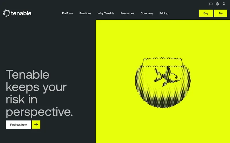 Screenshot of the Tenable homepage