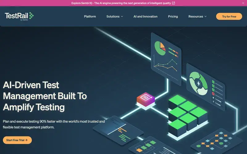 Screenshot of the TestRail homepage