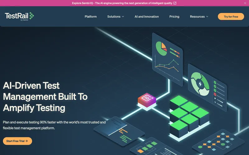 Screenshot of the TestRail homepage