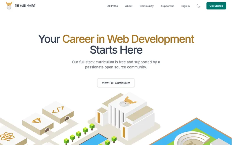 Screenshot of the The Odin Project homepage