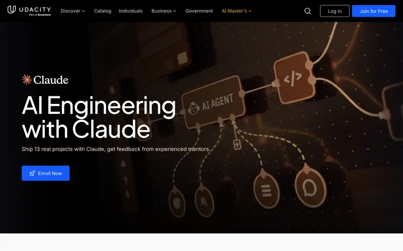 Screenshot of the Udacity homepage