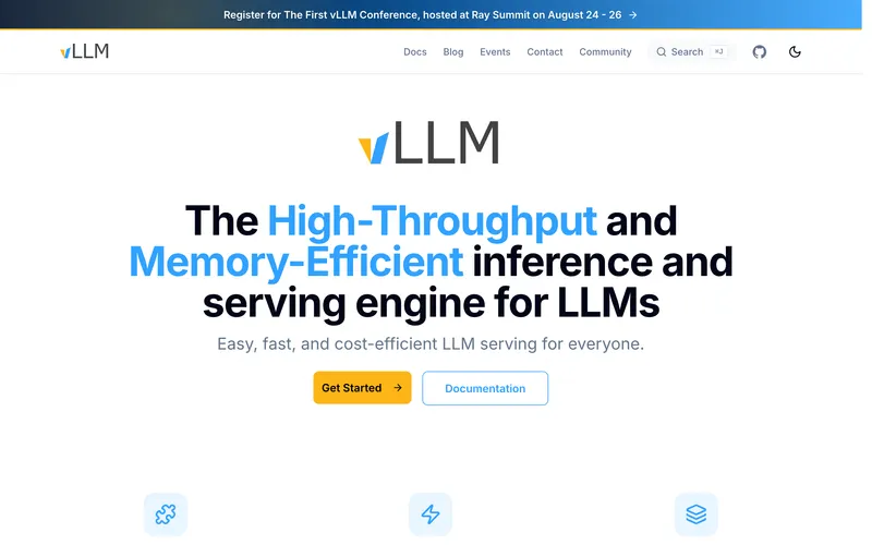 Screenshot of the vLLM homepage