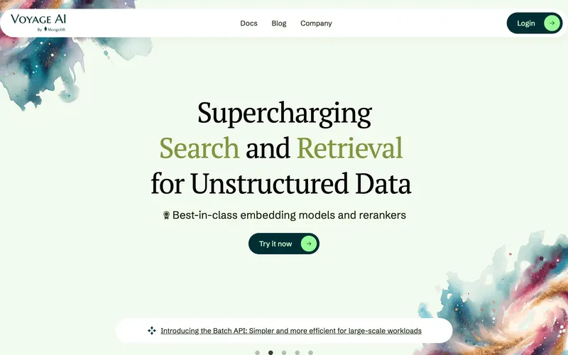 Screenshot of the Voyage AI homepage