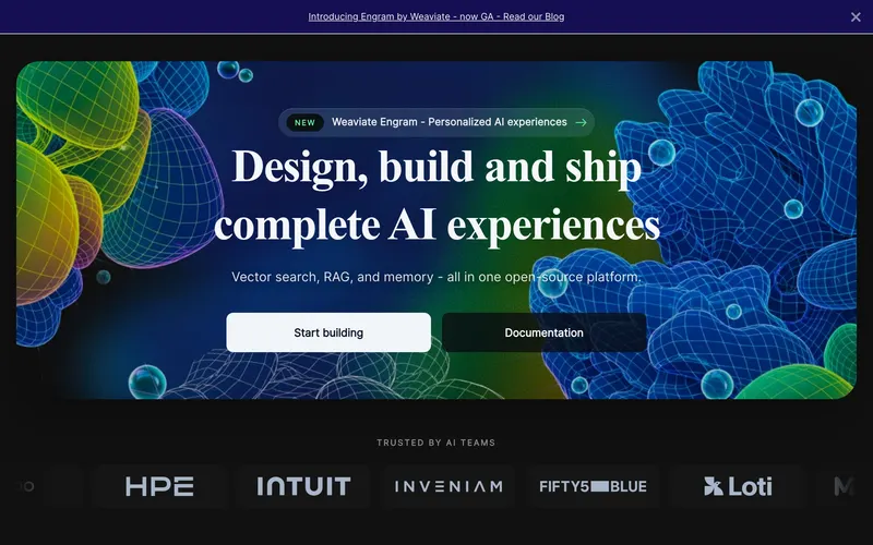 Screenshot of the Weaviate homepage