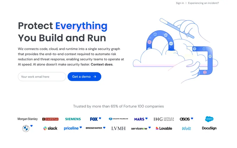 Screenshot of the Wiz homepage