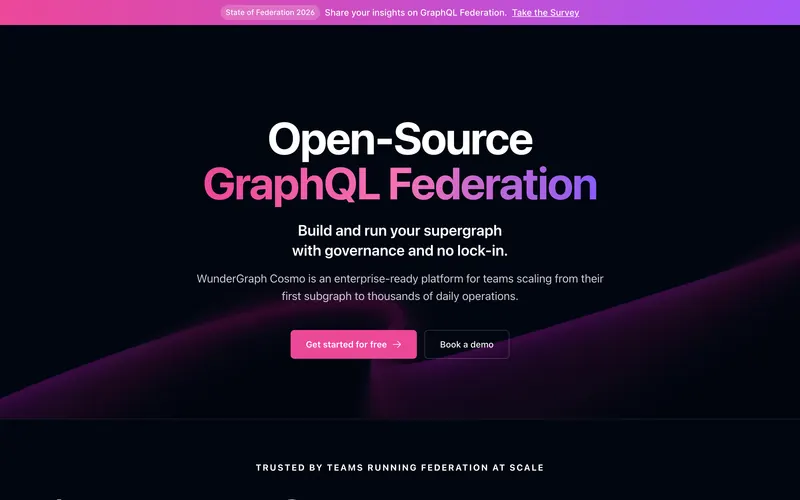 Screenshot of the WunderGraph homepage